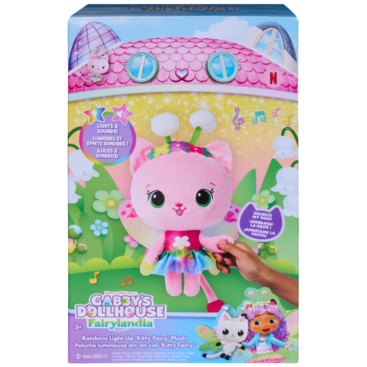 Gabby’s Dollhouse Rainbow Kitty Fairy enhances sensory play.