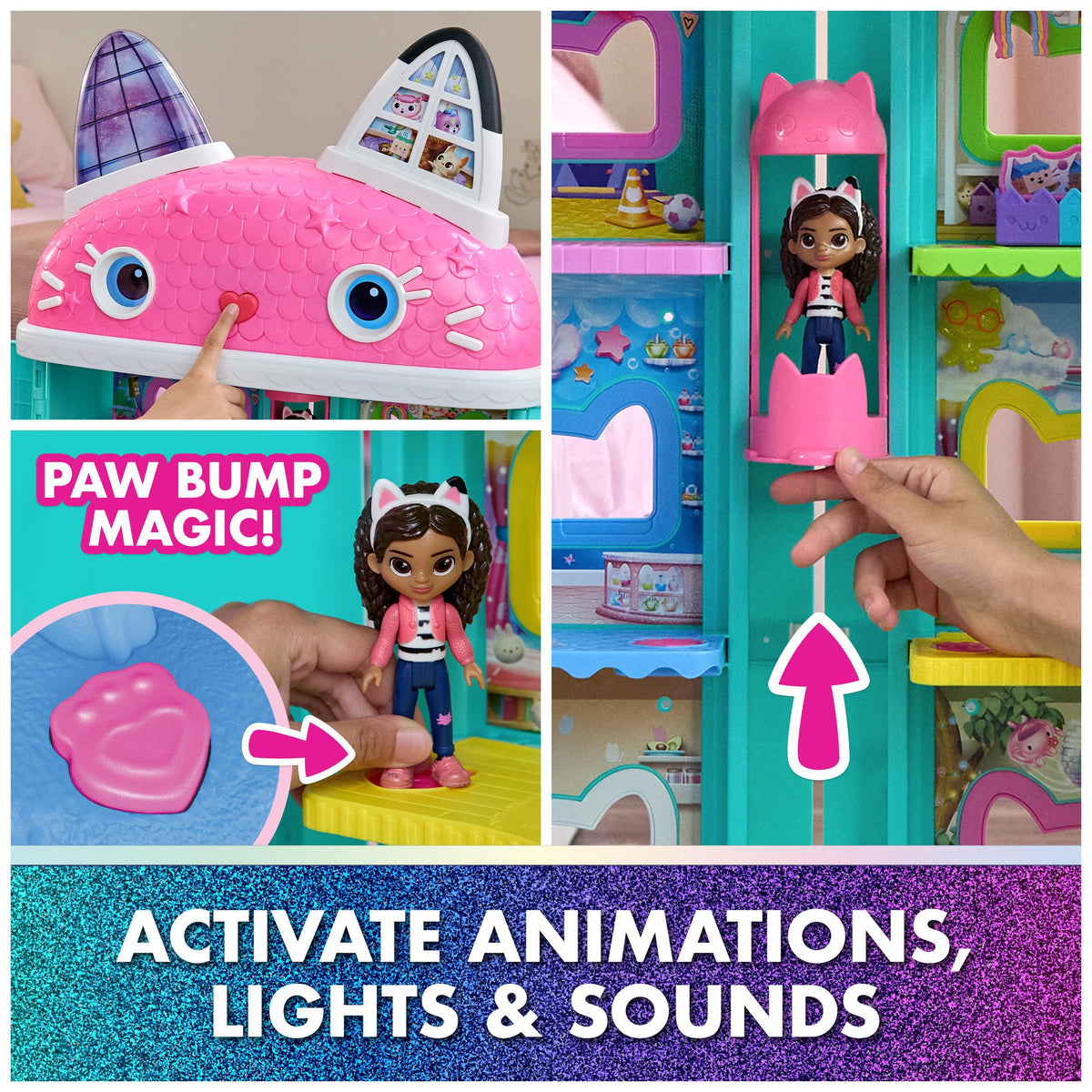 Gabby's Dollhouse spiral slide delivers surprises for unboxing fun.