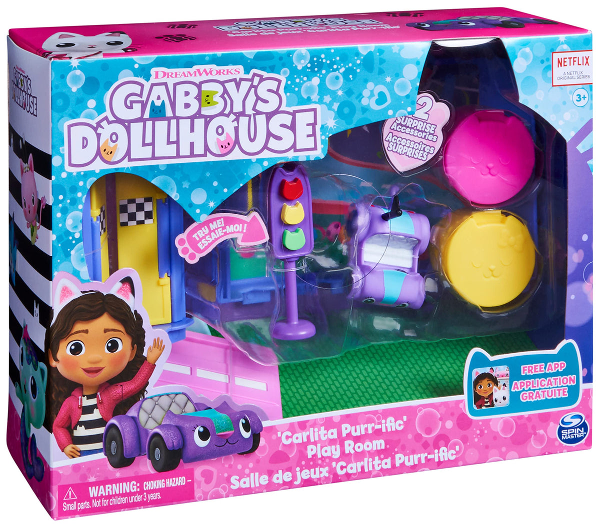 QR code on delivery box unlocks a Gabby’s Dollhouse App reward for extra fun.