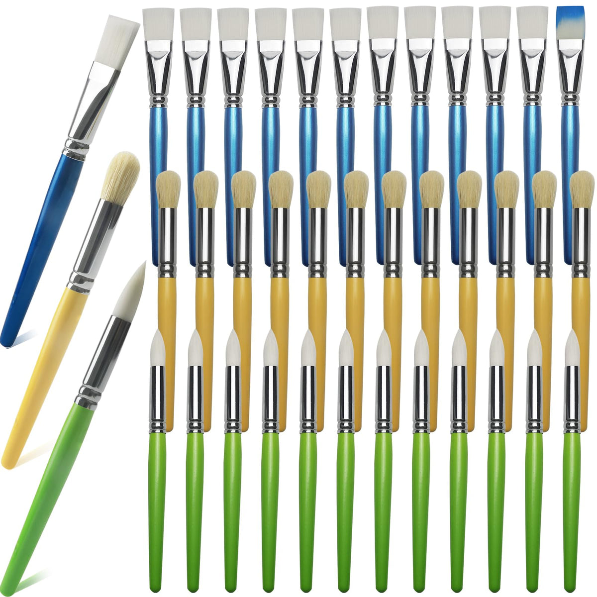GACDR bulk 36-piece kids paint brushes for classrooms and home art projects.