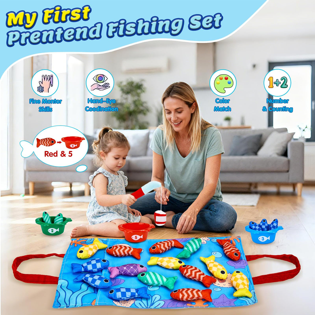 Gacoman red cloth fish offers color sorting practice for young learners.