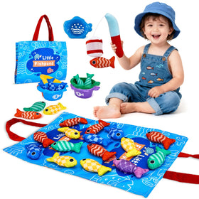 Gacoman Montessori fishing pole for toddler play, enhances hand-eye coordination.