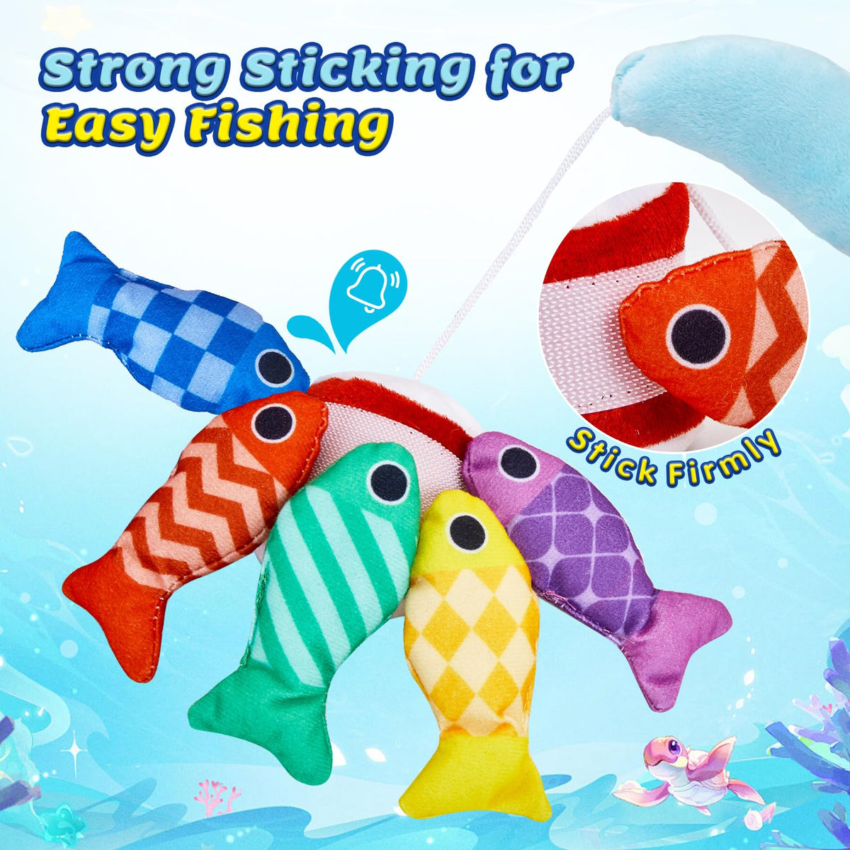 Gacoman soft felt fish provides safe, tactile fishing interaction.