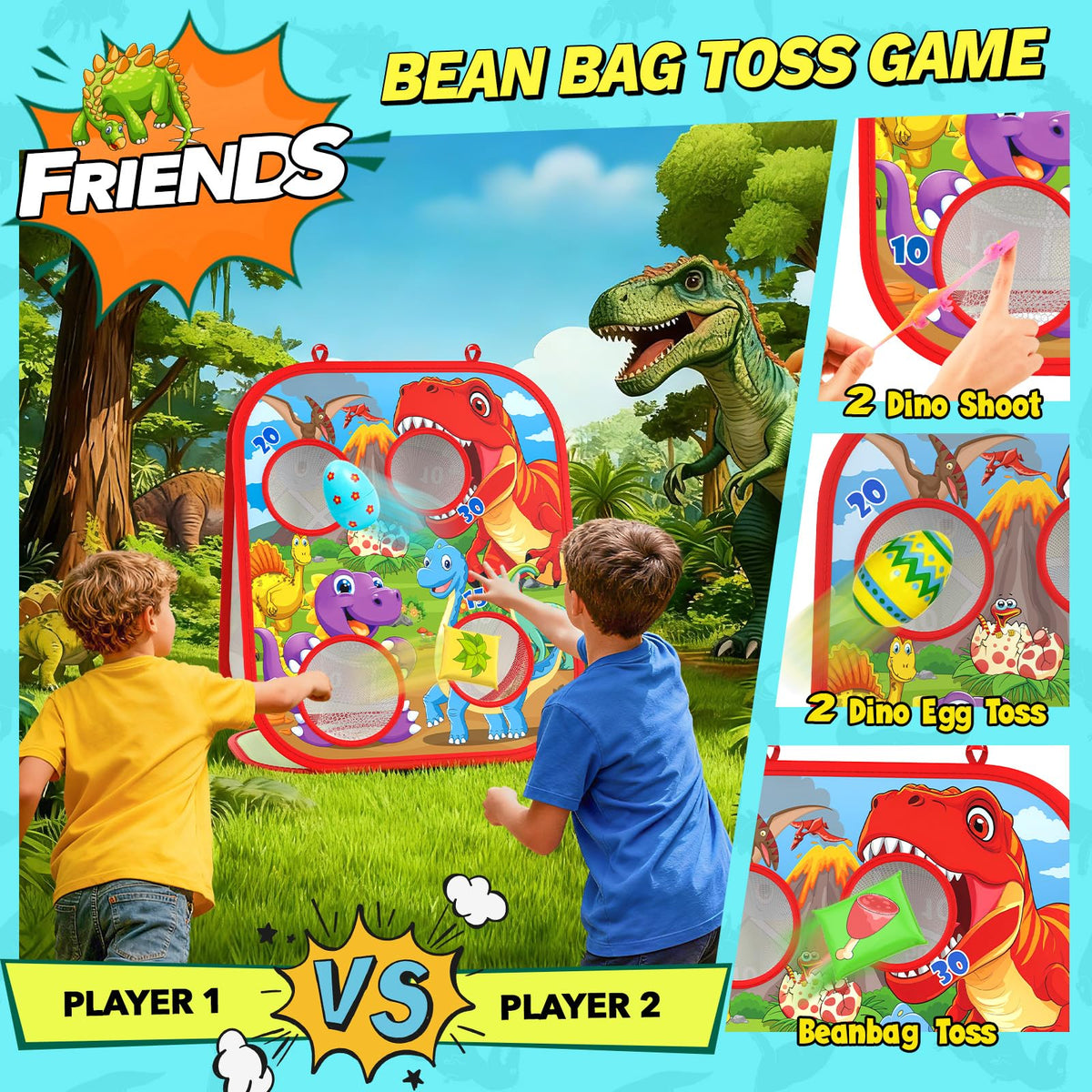 Gadetouq Dino bean bags, soft and durable for safe family play.
