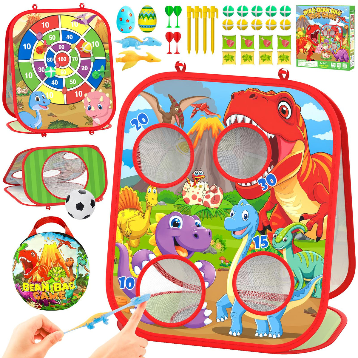 Gadetouq Dino Cornhole Board for kids' backyard toss and active play.