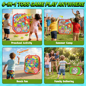 Gadetouq Dino egg toss targets inspire precision and counting.