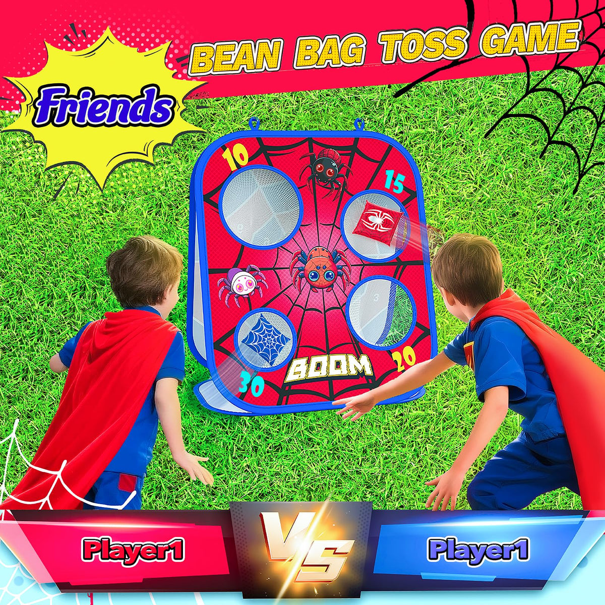 Gadetouq Spider Bean Bag Toss Darts Board with safe kid darts