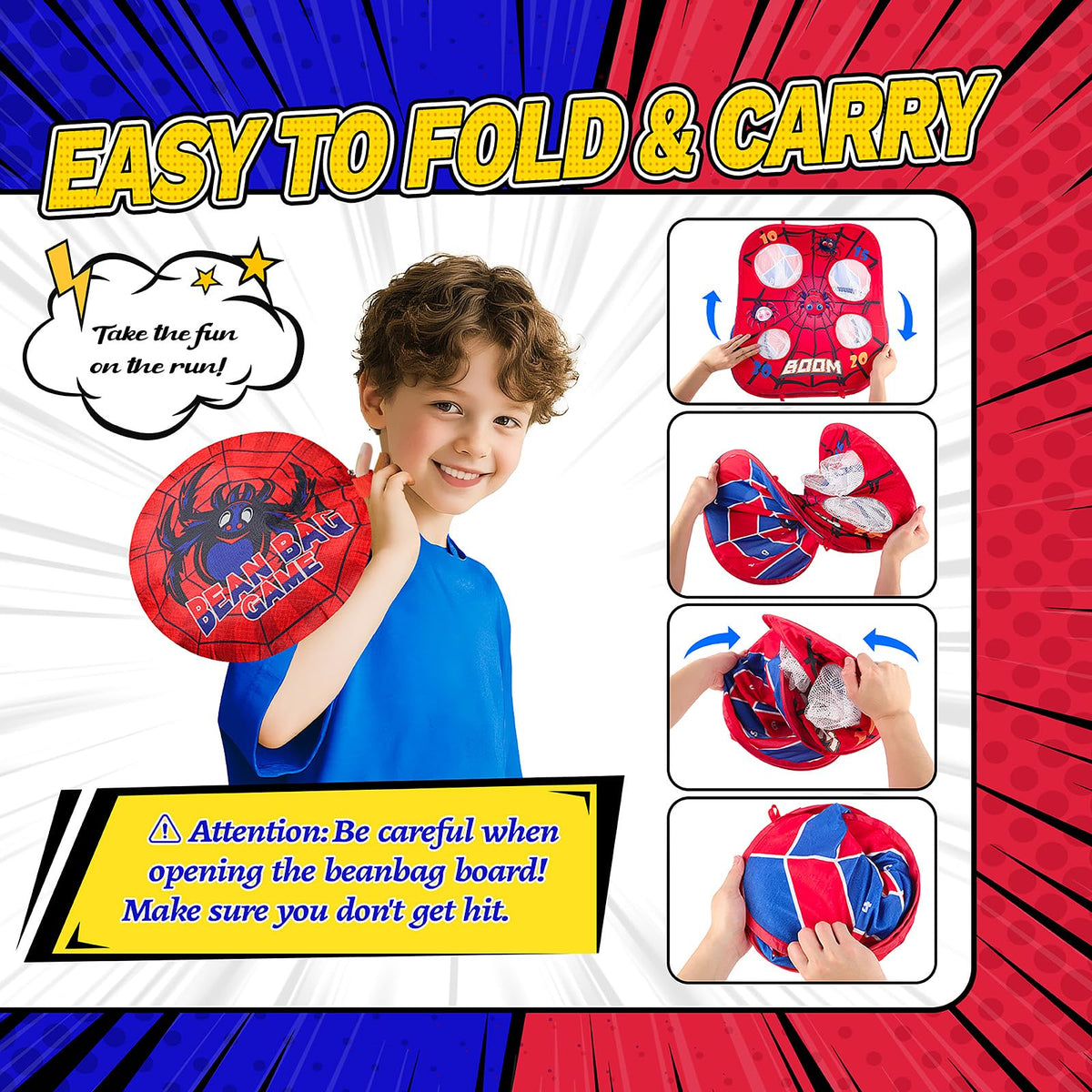 Gadetouq Spider Bean Bag Toss Foldable Board for quick setup