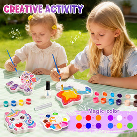 Gadetouq unicorn-painted stone artwork displayed as classroom or home decor.
