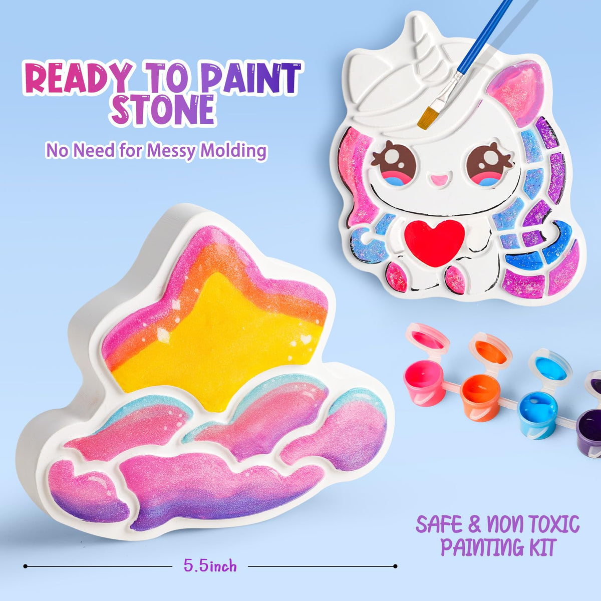 Gadetouq unicorn stone painting kit glitter adds sparkle for magical craft sessions.