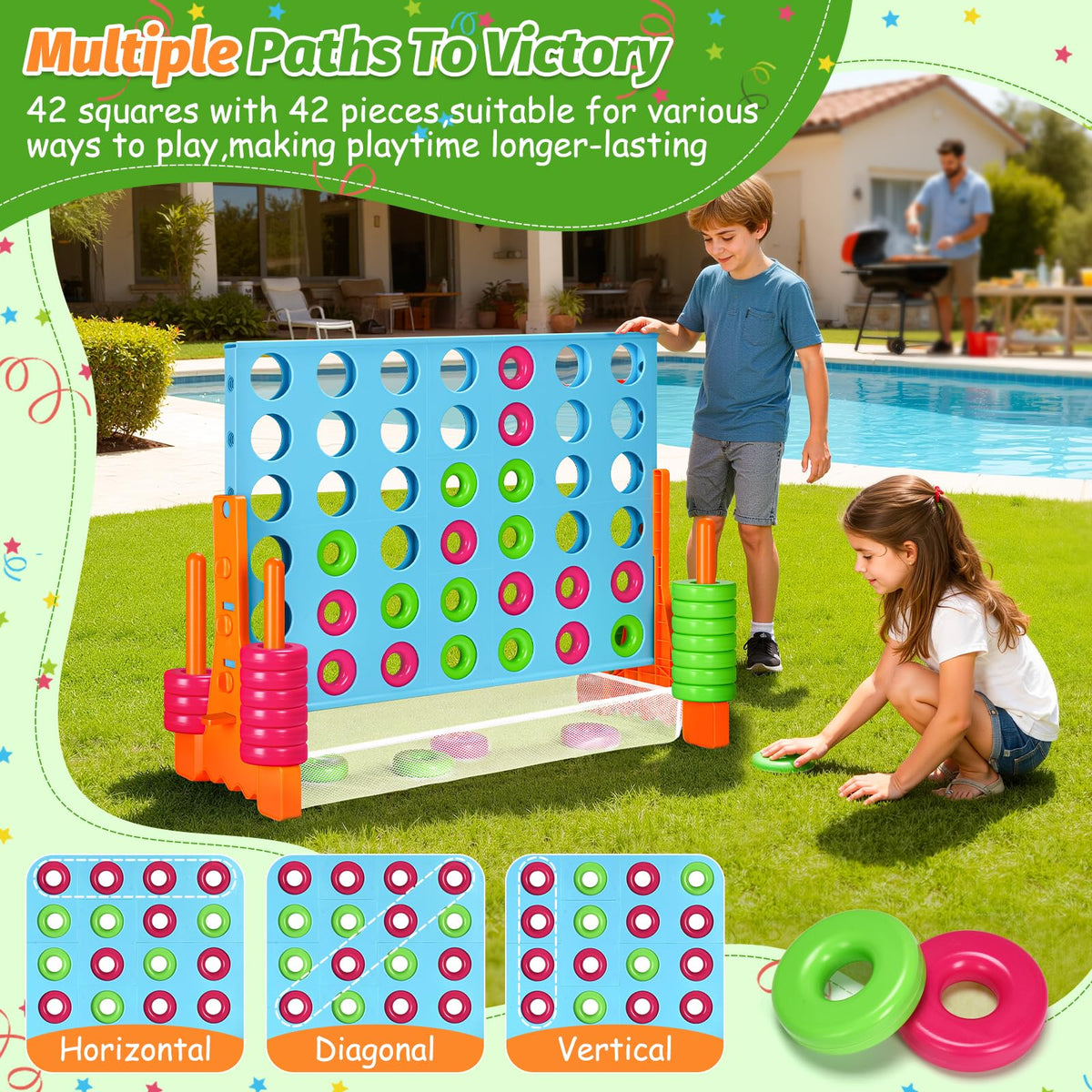 GADFISH Giant 4-in-a-Row safe materials and rounded edges for kids