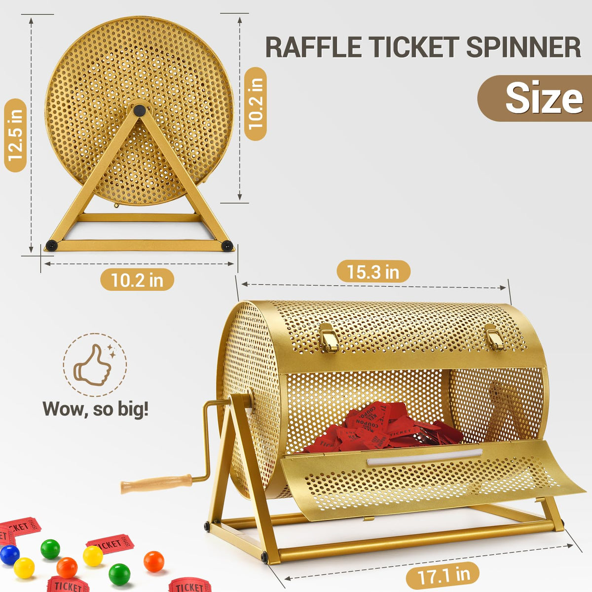 GADFISH large-capacity raffle drum holds up to 5000 tickets