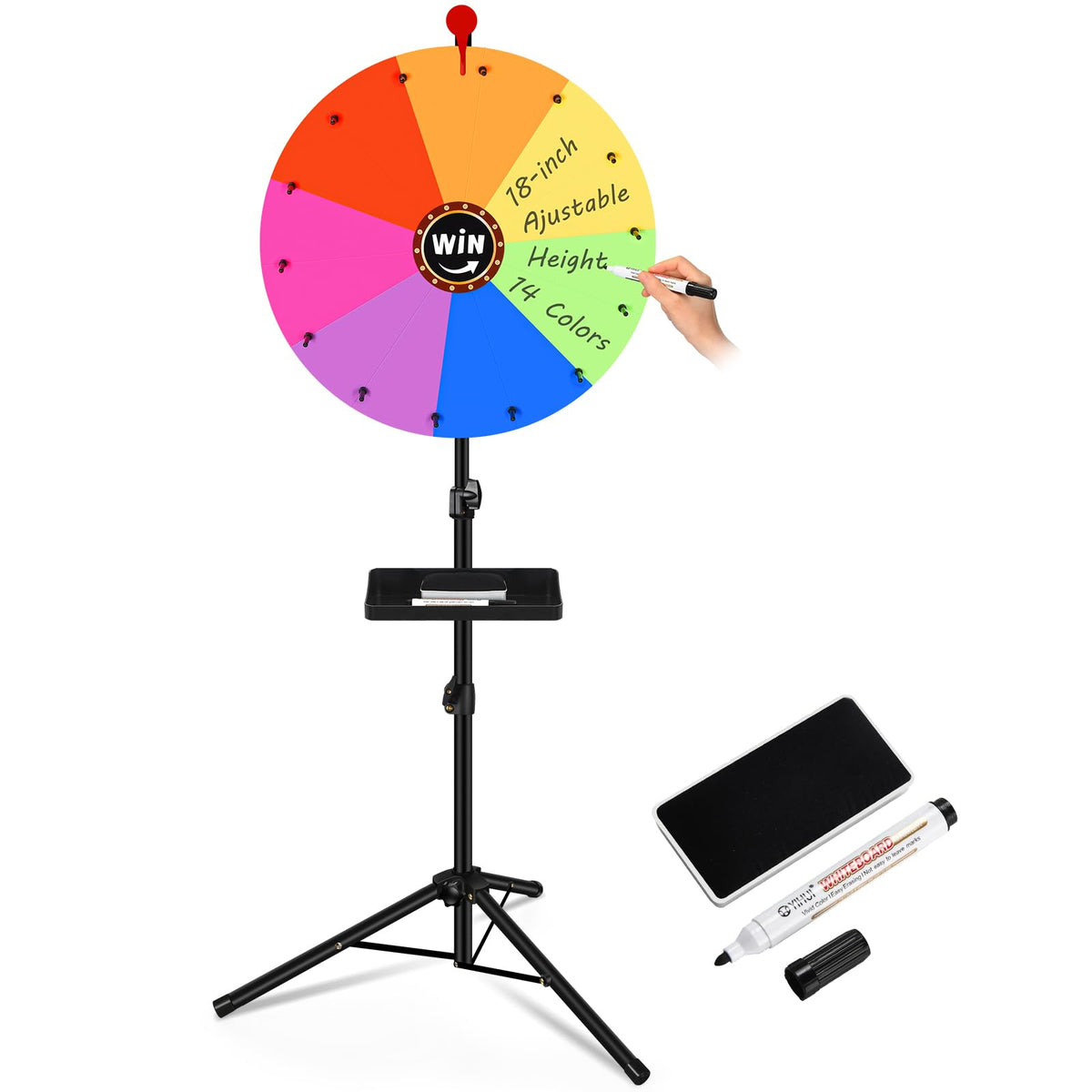 GADFISH prize wheel base with adjustable height for versatile events.