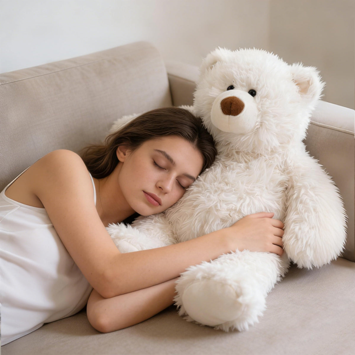 GADXV polar bear weighted 27in close-up fabric highlights soft, skin-friendly material