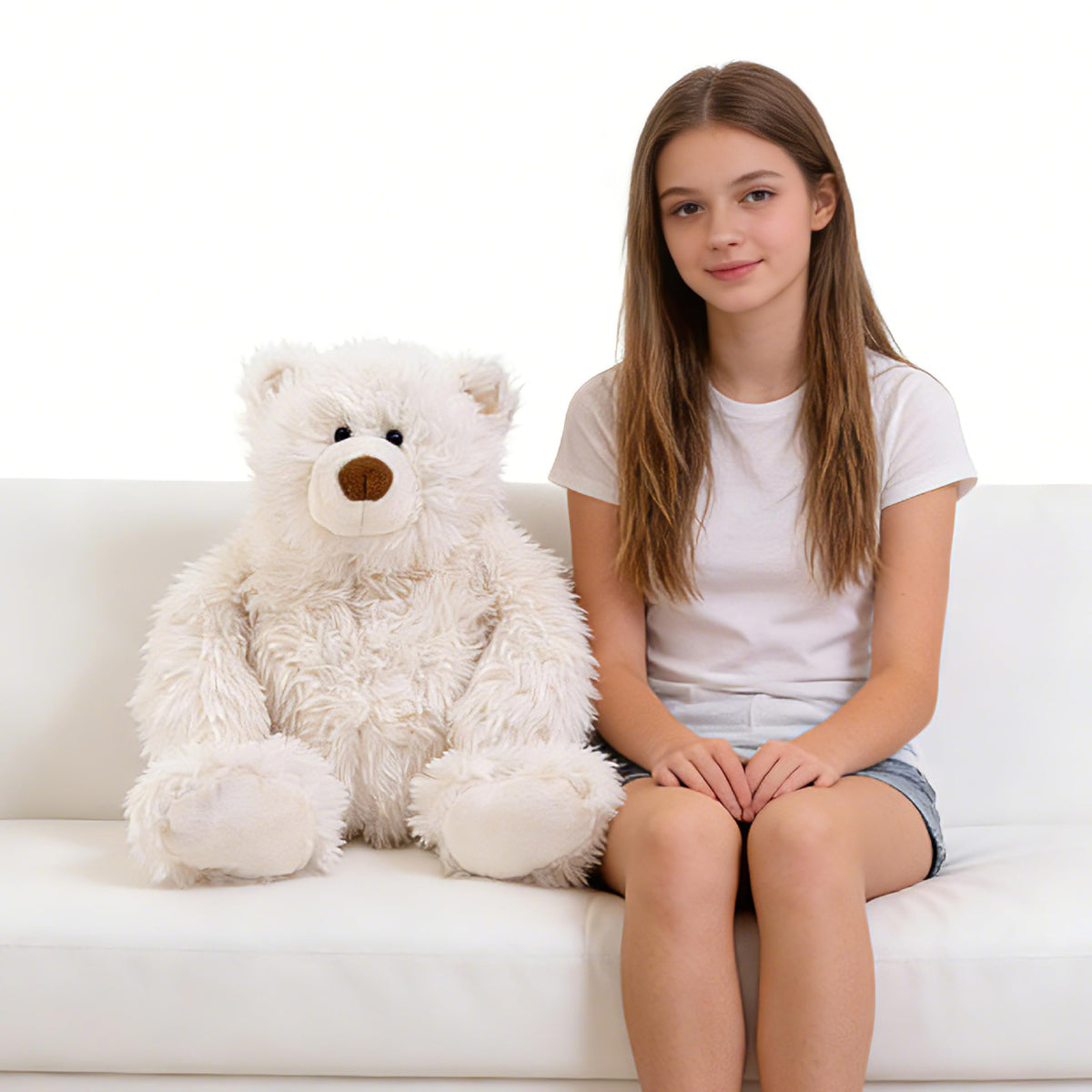 GADXV polar bear weighted 27in shown on office desk for desk comfort