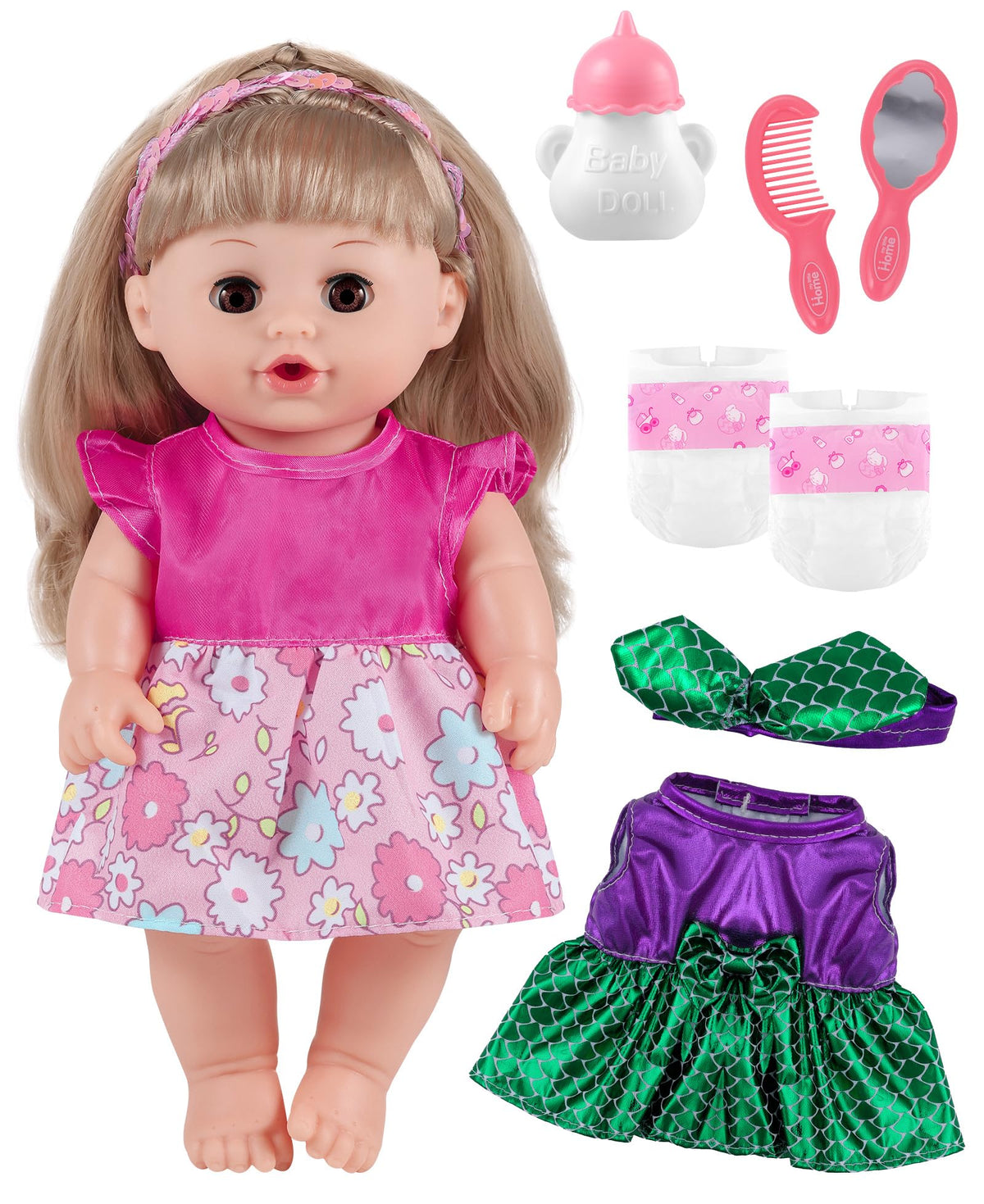 GAGAKU 12-inch baby doll with open eyes for lifelike play