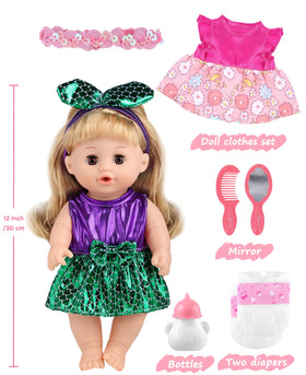 GAGAKU 12-inch doll outfits and diapers pack for dress-up fun