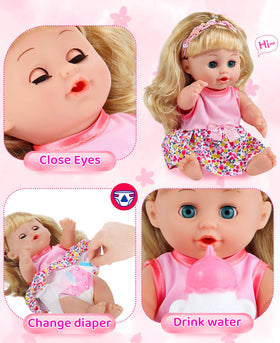 GAGAKU 12-inch doll eyes open and close, enhancing lifelike pretend play.