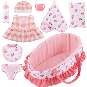 GAGAKU baby doll bassinet carrier for portable, comforting play with 12-inch dolls.