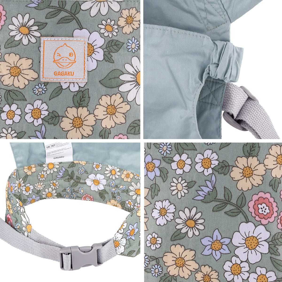 GAGAKU adjustable straps on green doll carrier fit kids of different ages.