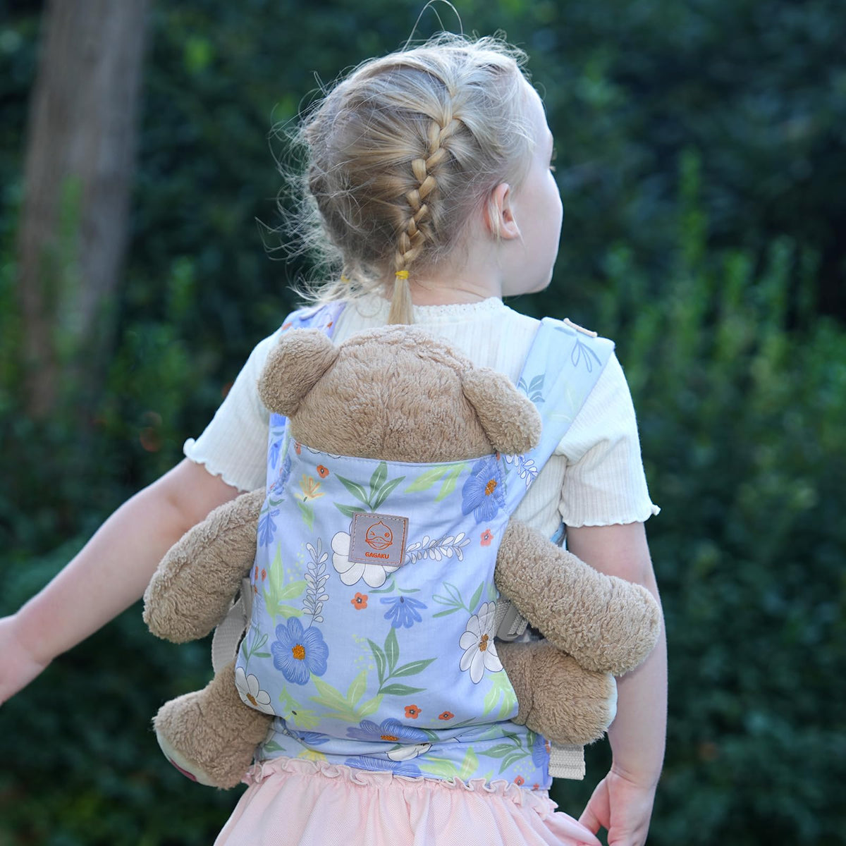 GAGAKU baby doll carrier blue for back carry, hands-free doll adventures