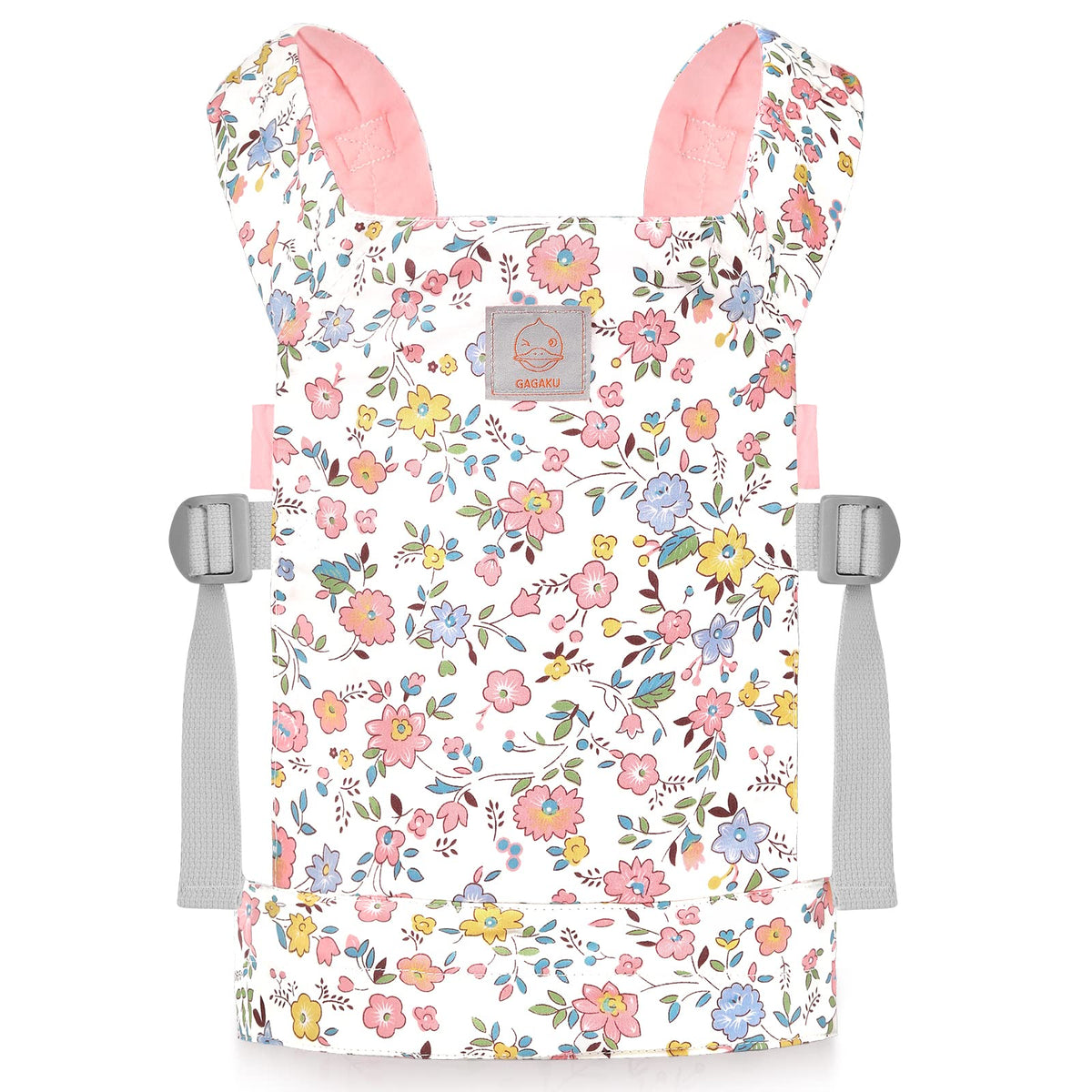 GAGAKU baby doll carrier in pink flowers for safe, gentle doll transport