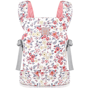 GAGAKU Baby Doll Carrier front view with pink wax flowers, ideal for pretend play.