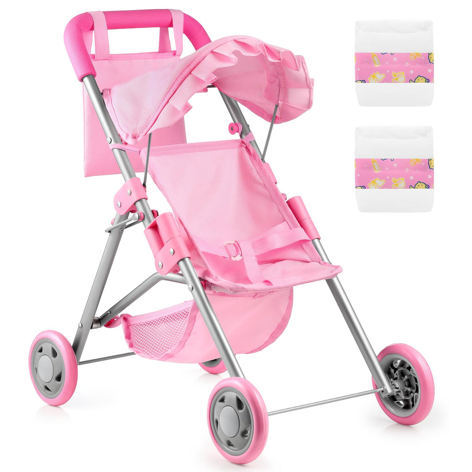 GAGAKU Baby Doll Stroller design highlights realistic features for imaginative play.