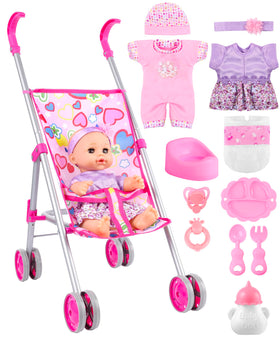 GAGAKU baby doll stroller folded for storage and travel.