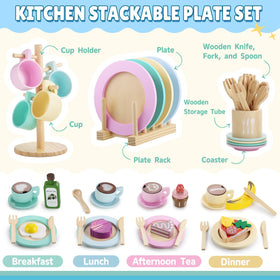 GAGAKU storage rack and cup holder keeps play kitchen tidy.
