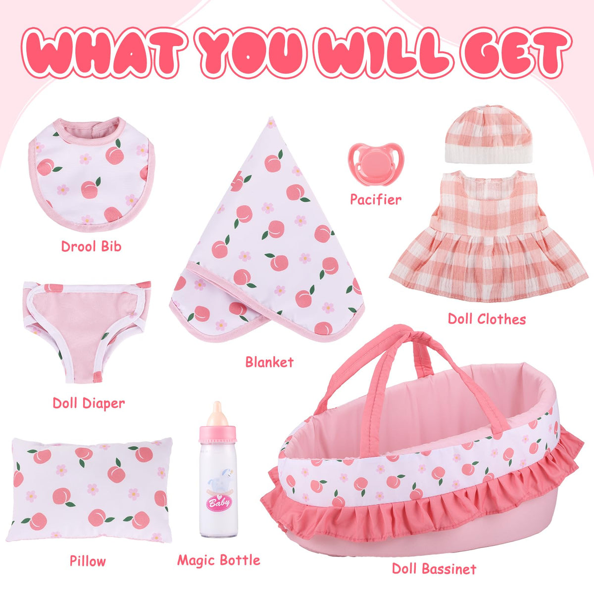 GAGAKU doll bib supports tidy, mess-free pretend care.