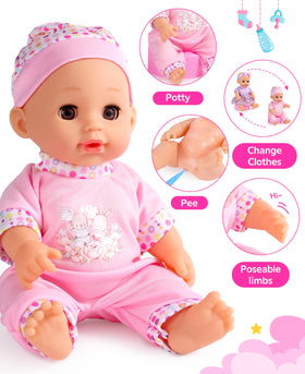 GAGAKU doll bottle drinking action enhances nurturing role-play.