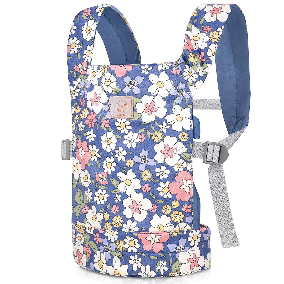 GAGAKU doll carrier blue flowers in backpack mode for on-the-go play