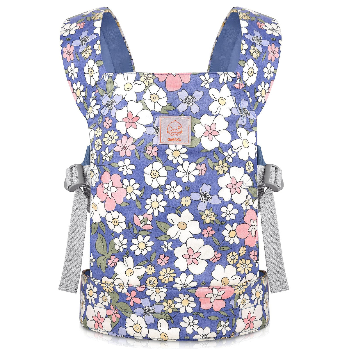 GAGAKU doll carrier blue flowers front view ideal for playtime with dolls