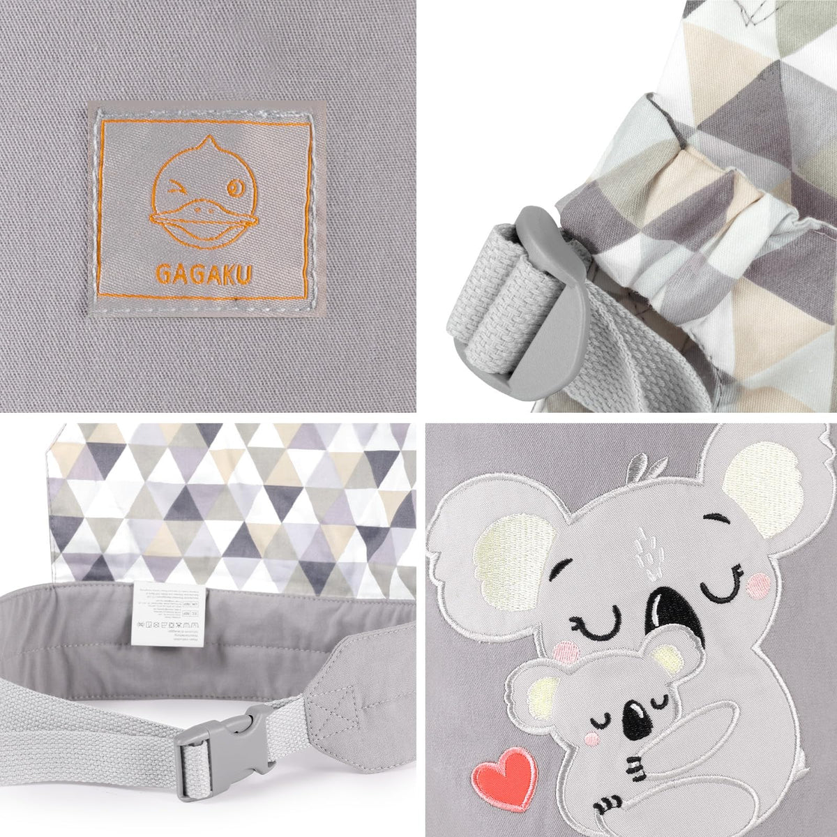 GAGAKU gray koala carrier ideal for park trips and family outings.