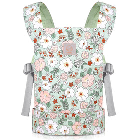 GAGAKU doll carrier green camellia front view for easy doll transport during playtime