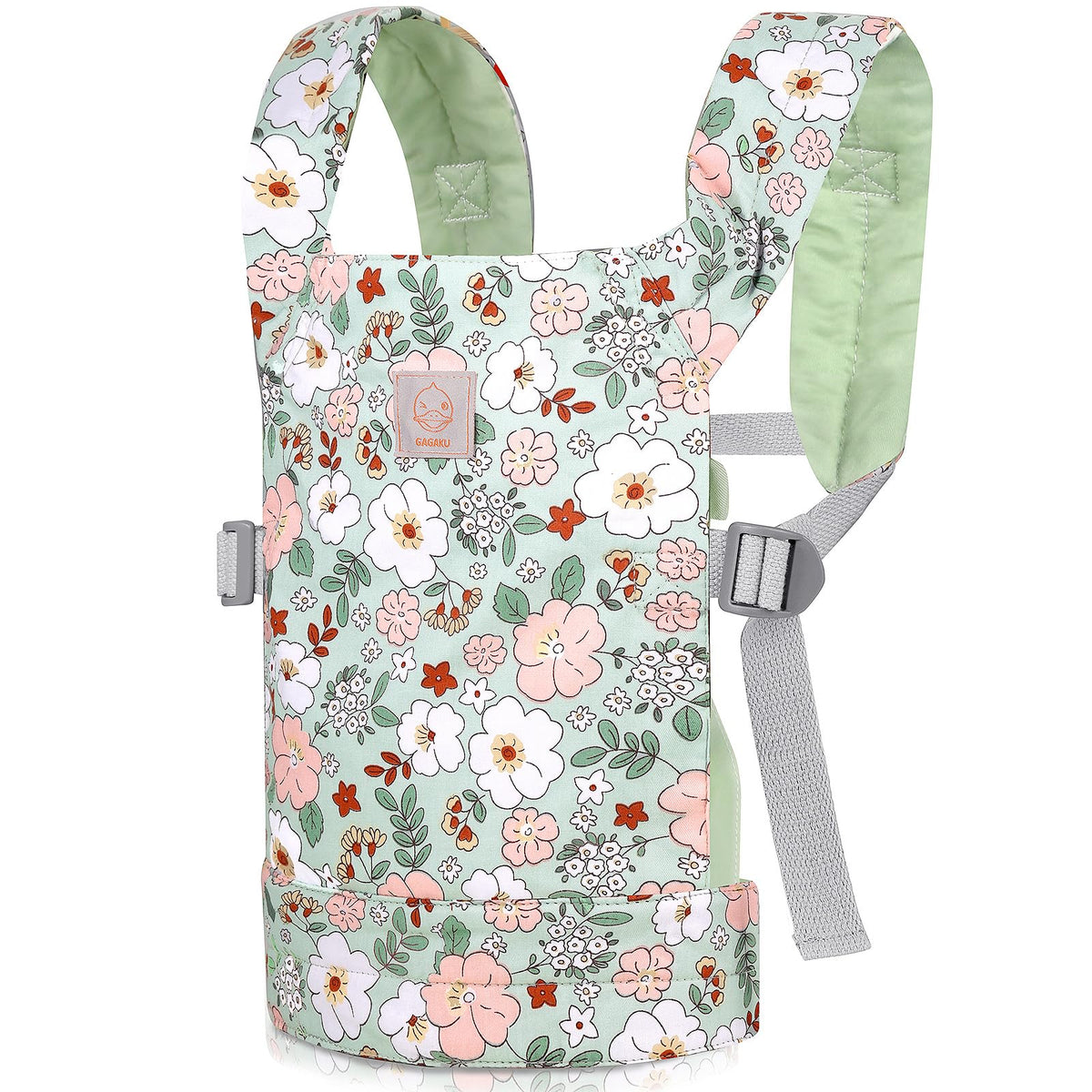 GAGAKU soft-green camellia pattern ideal for carrying dolls or plush toys