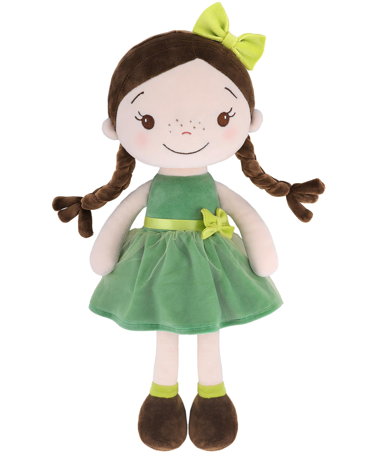 GAGAKU Forest Girl doll in green dress, a soft cuddle companion for imaginative play.