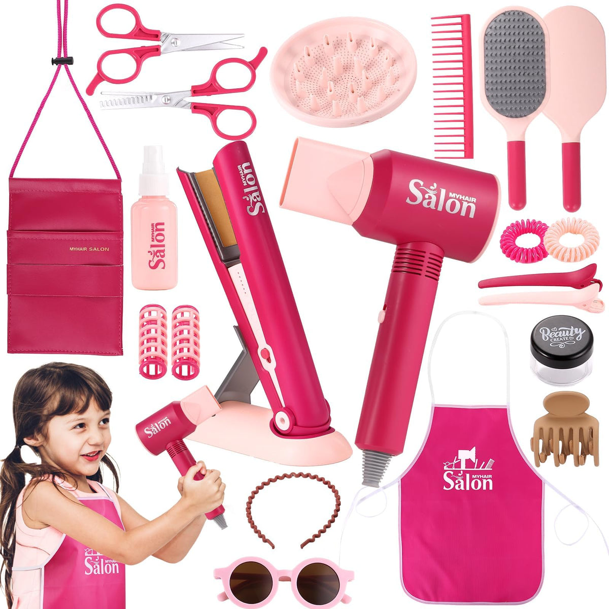 GAGAKU hair dryer in pretend salon set for imaginative play