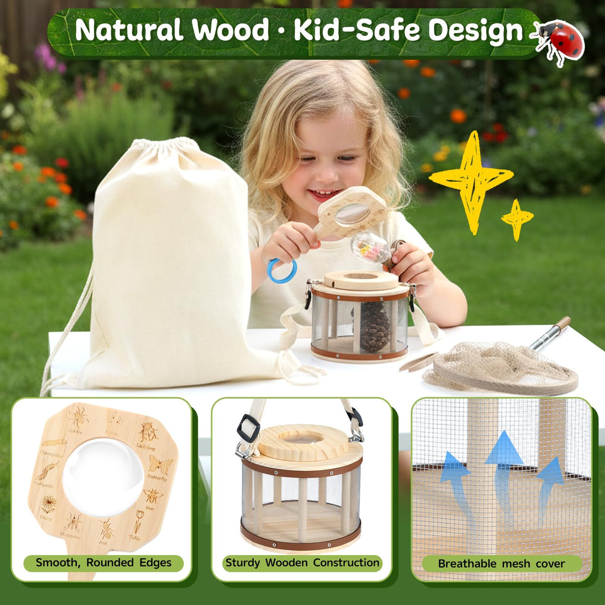 GAGAKU wooden observation box with air holes for comfortable viewing