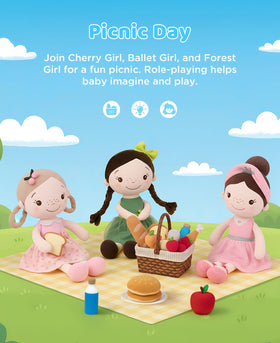 GAGAKU toddler-friendly doll in a snuggle pose, encourages nurturing play.