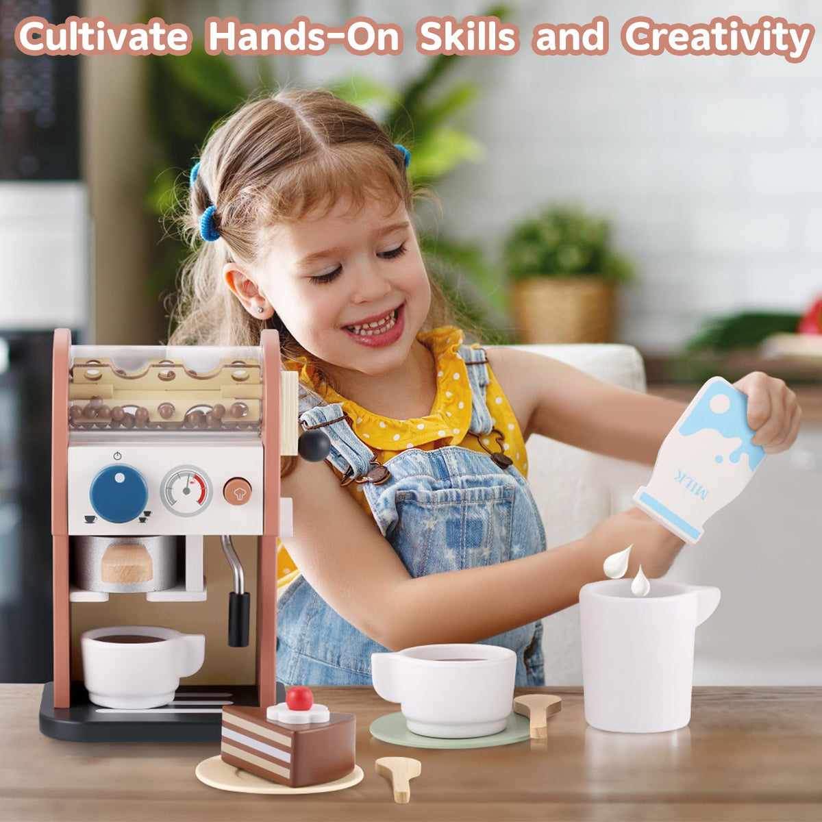 GAGAKU wooden coffee maker toy promotes early role-play and language skills.
