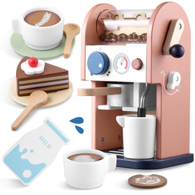 GAGAKU wooden coffee maker toy pours coffee to spark imaginative play.
