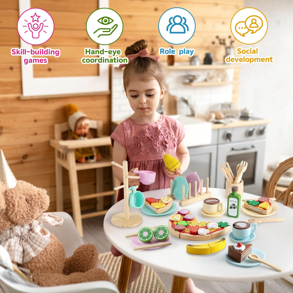 GAGAKU wooden cookware with smooth edges for safe tactile play