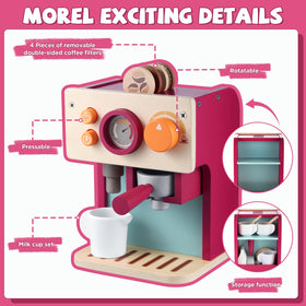 GAGAKU wooden filter drawer enhances authentic coffee-making sequences during playtime.