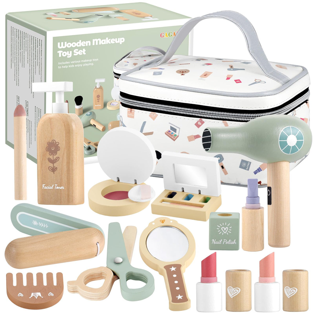 GAGAKU wooden makeup set lipstick for creative pretend play and color exploration.