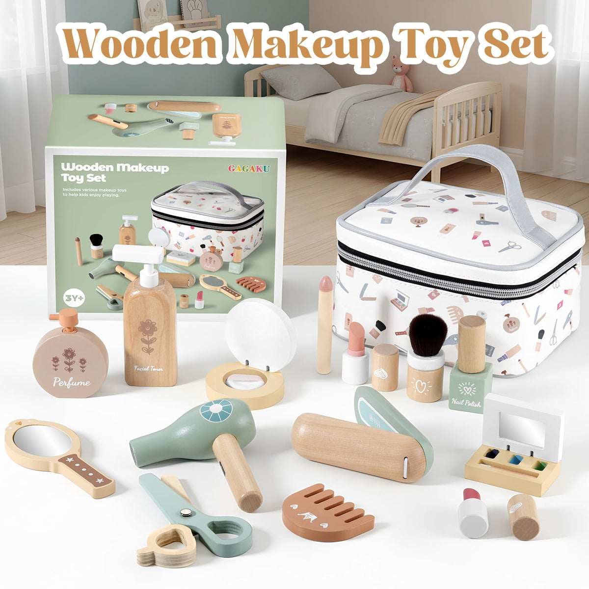 GAGAKU wooden makeup set perfume bottle for dress-up imaginative scenes.