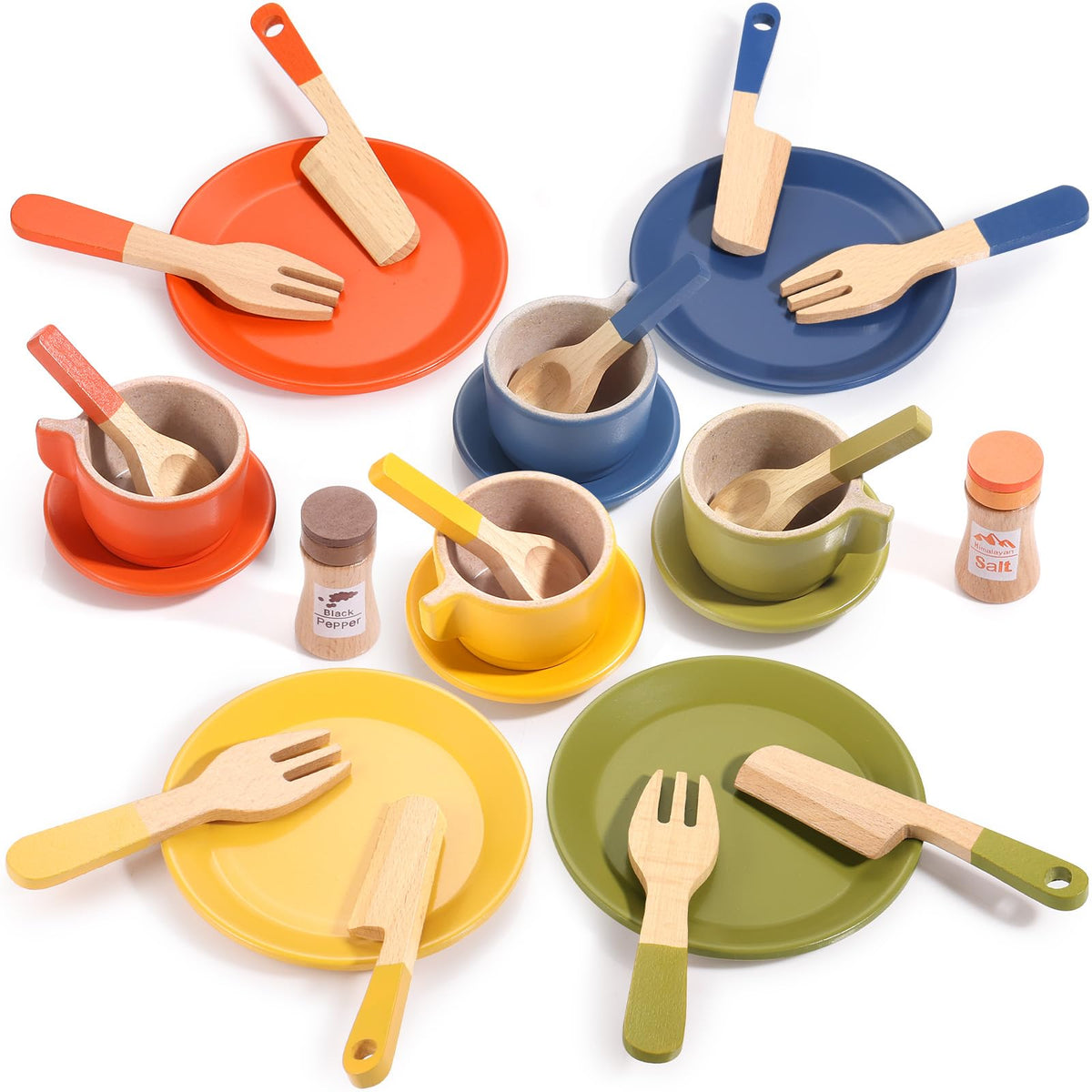 GAGAKU wooden play food set with plates fosters imaginative meals