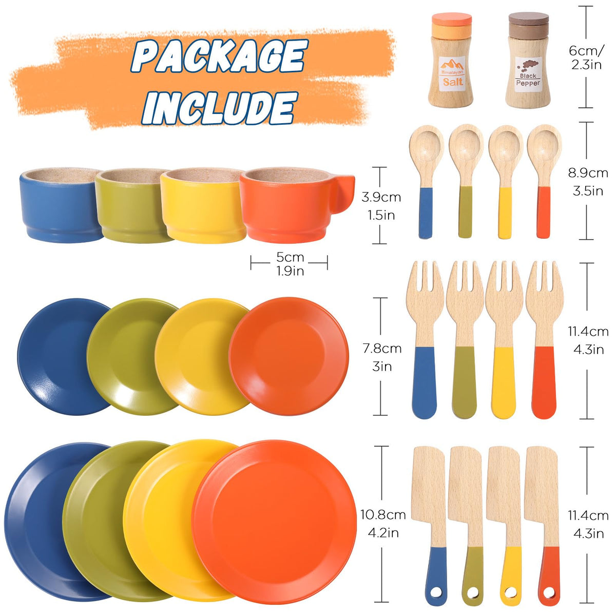 GAGAKU wooden utensils with knives promote safe pretend cooking