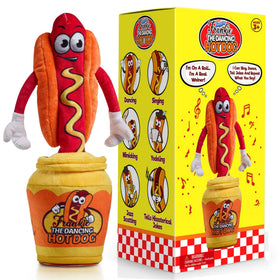Gagster hot dog dancing toy plush close-up shows playful design for kids' giggles.
